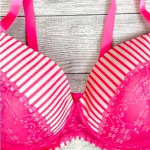 NEW ANGELINA Women's Full Coverage Lace and Stripes Bra 44DDD